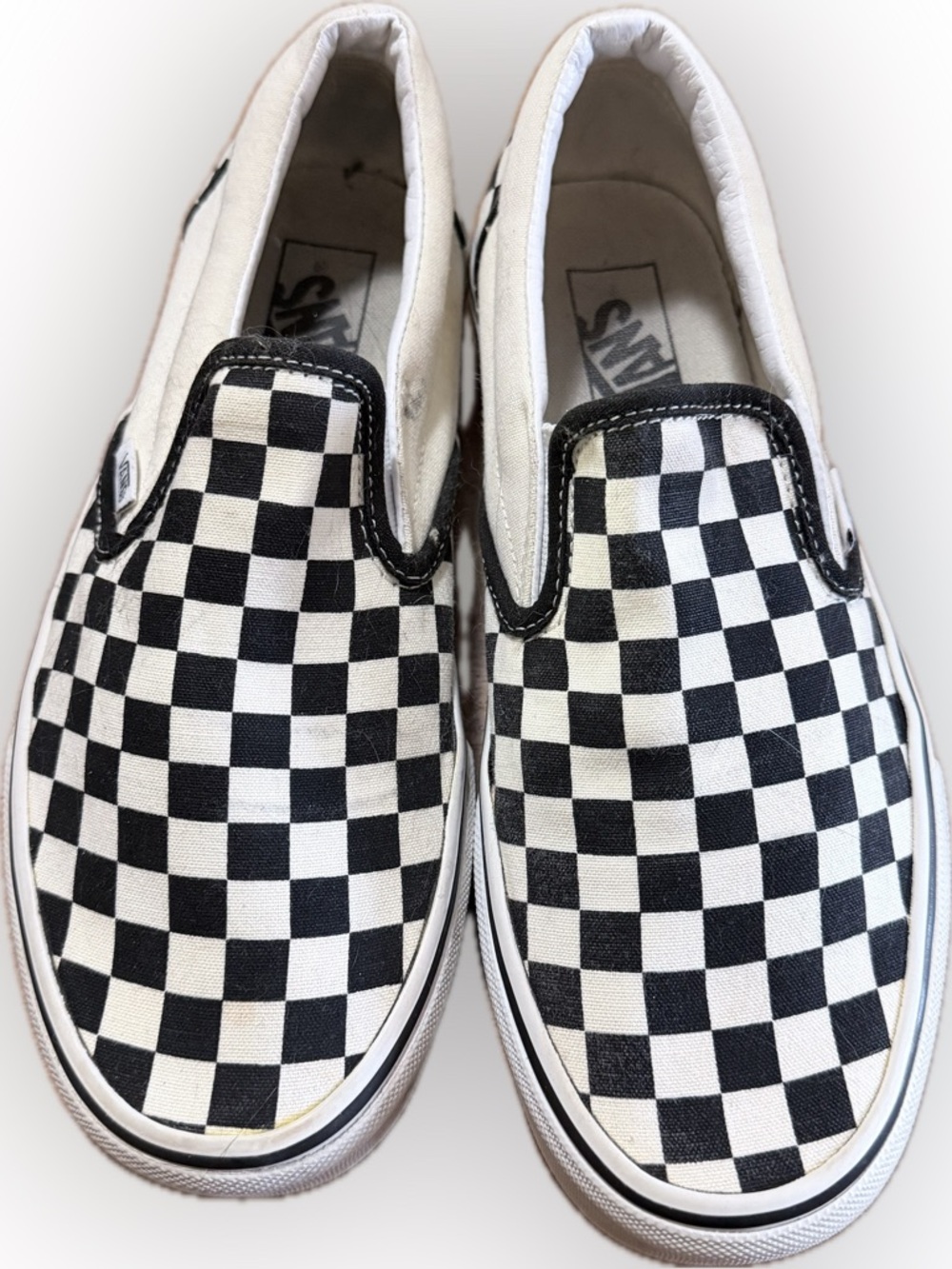Vans LOT Checkerboard Slip-On Sneakers - Black and White, Rainbow